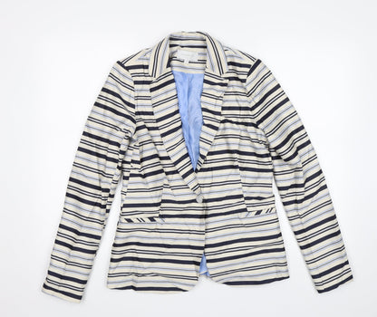 RESERVED Womens White Striped  Jacket Blazer Size 12