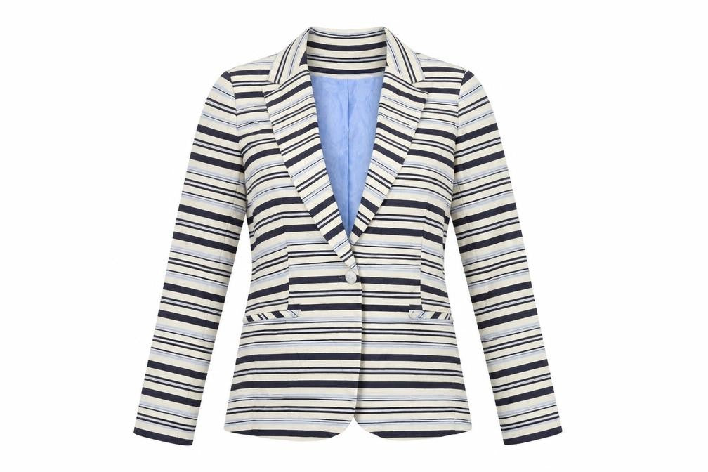 RESERVED Womens White Striped  Jacket Blazer Size 12