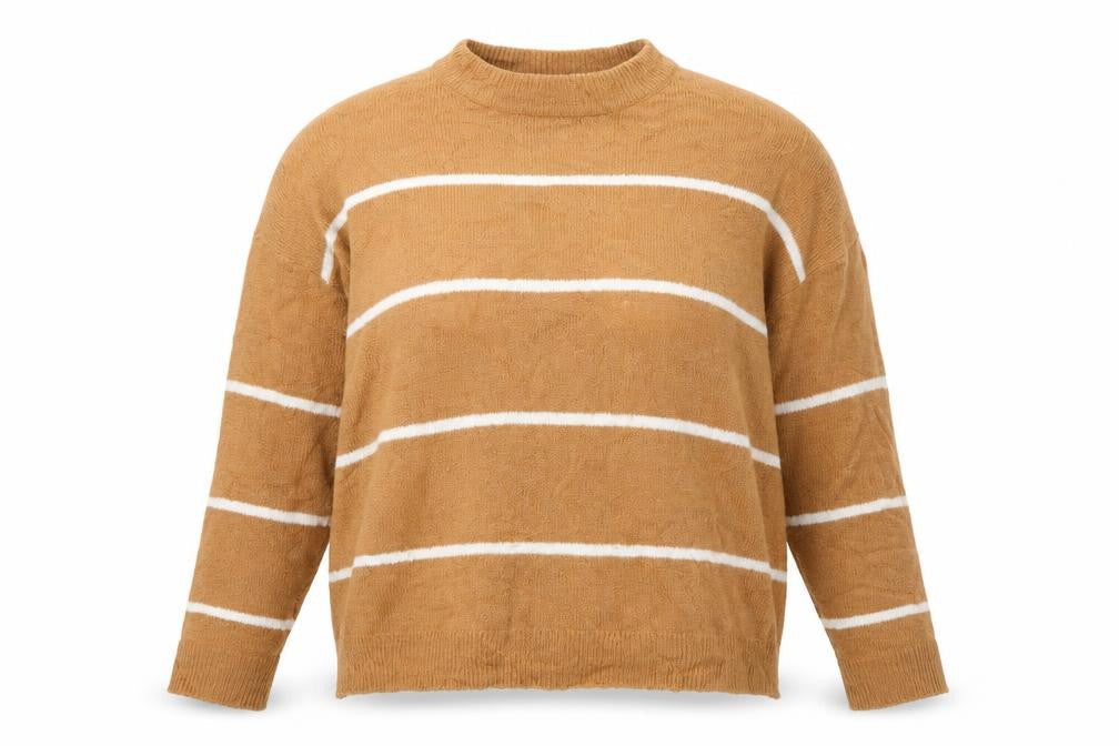 Brave Soul Womens Brown Striped  Pullover Jumper Size L
