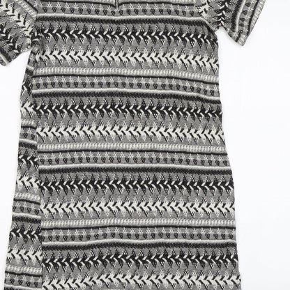 Brand and care label for Atmosphere women’s black geometric sheath, size UK 8