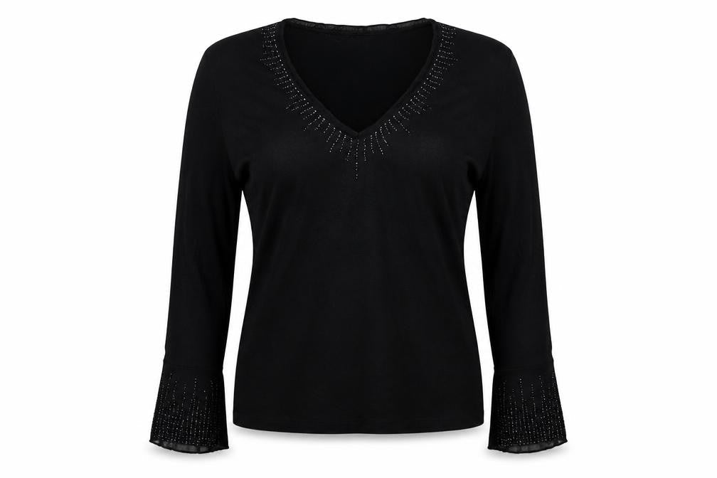 Klass Collection Womens Black   Basic Blouse Size L