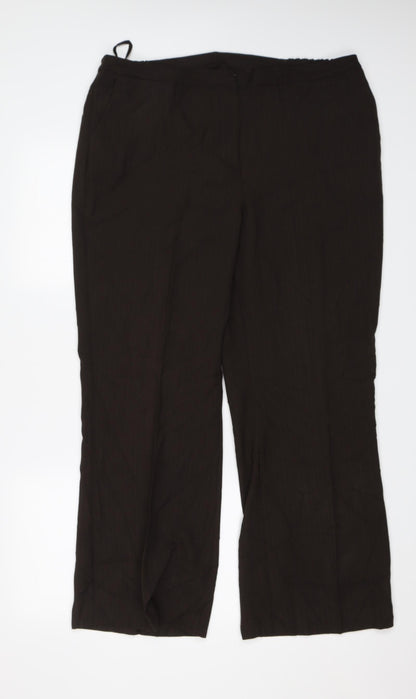 Bonmarché Womens Brown Striped Trousers Size 18 L25 in