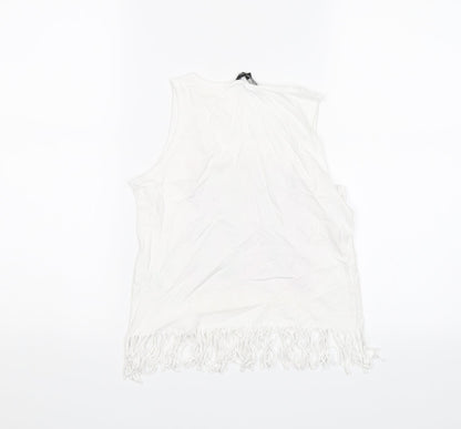 Back view of Candy Couture girls’ white basic tank, size 10-11, years - west coast