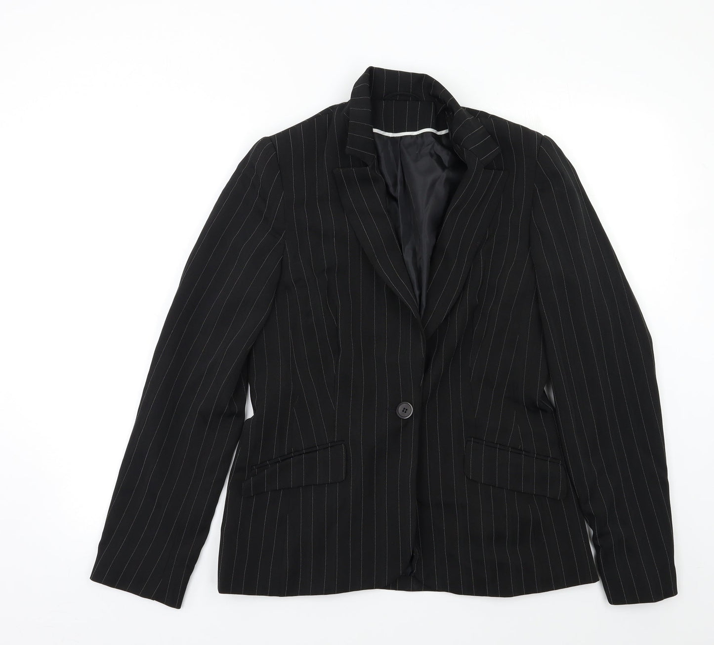 New Look Womens Black Striped  Jacket Blazer Size 12