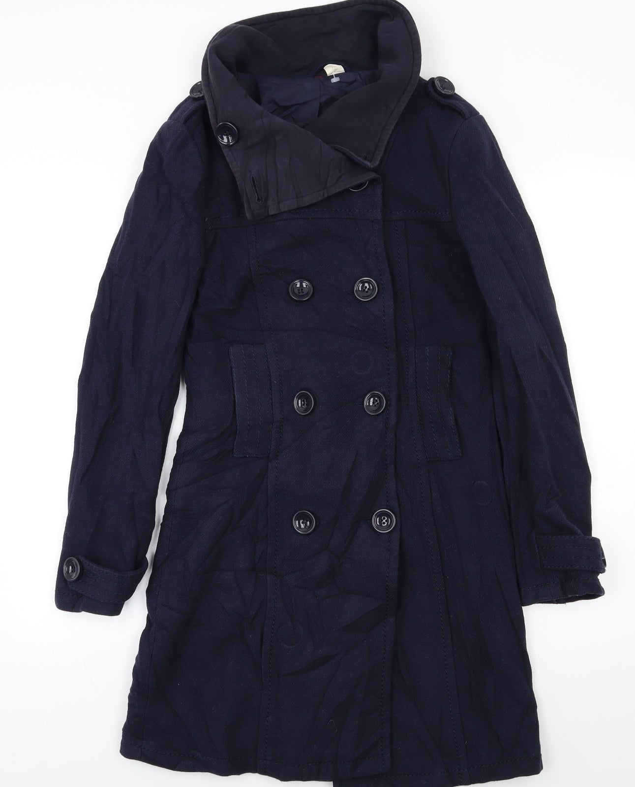 H&M Womens Blue   Pea Coat Coat Size S