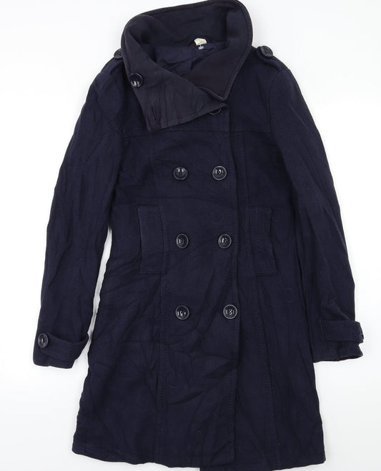 H&M Womens Blue   Pea Coat Coat Size S