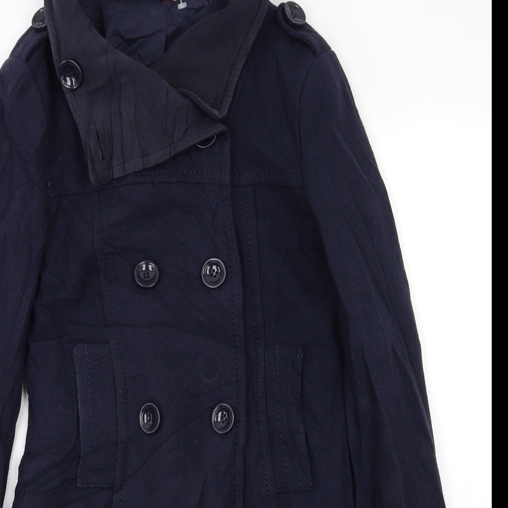 H&M Womens Blue   Pea Coat Coat Size S