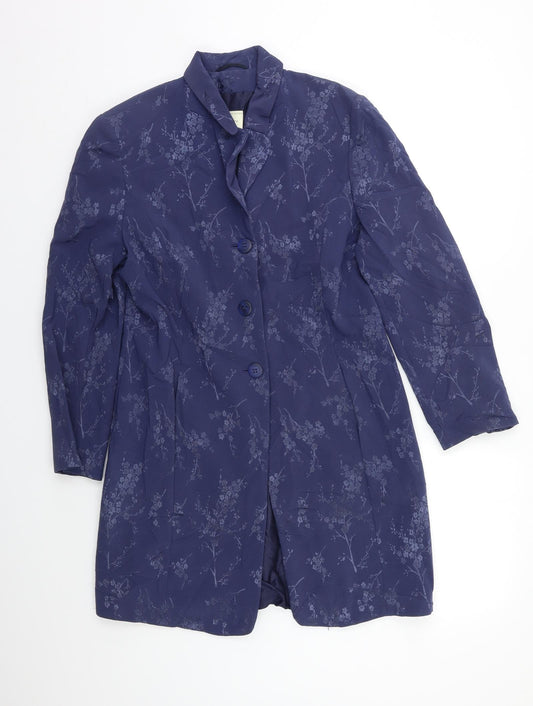 Choise Womens Blue Floral  Jacket Blazer Size M