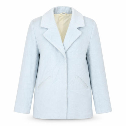 Front view of Atmosphere women’s blue jacket coat, size UK 8