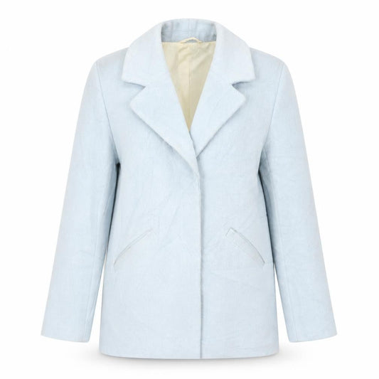 Front view of Atmosphere women’s blue jacket coat, size UK 8