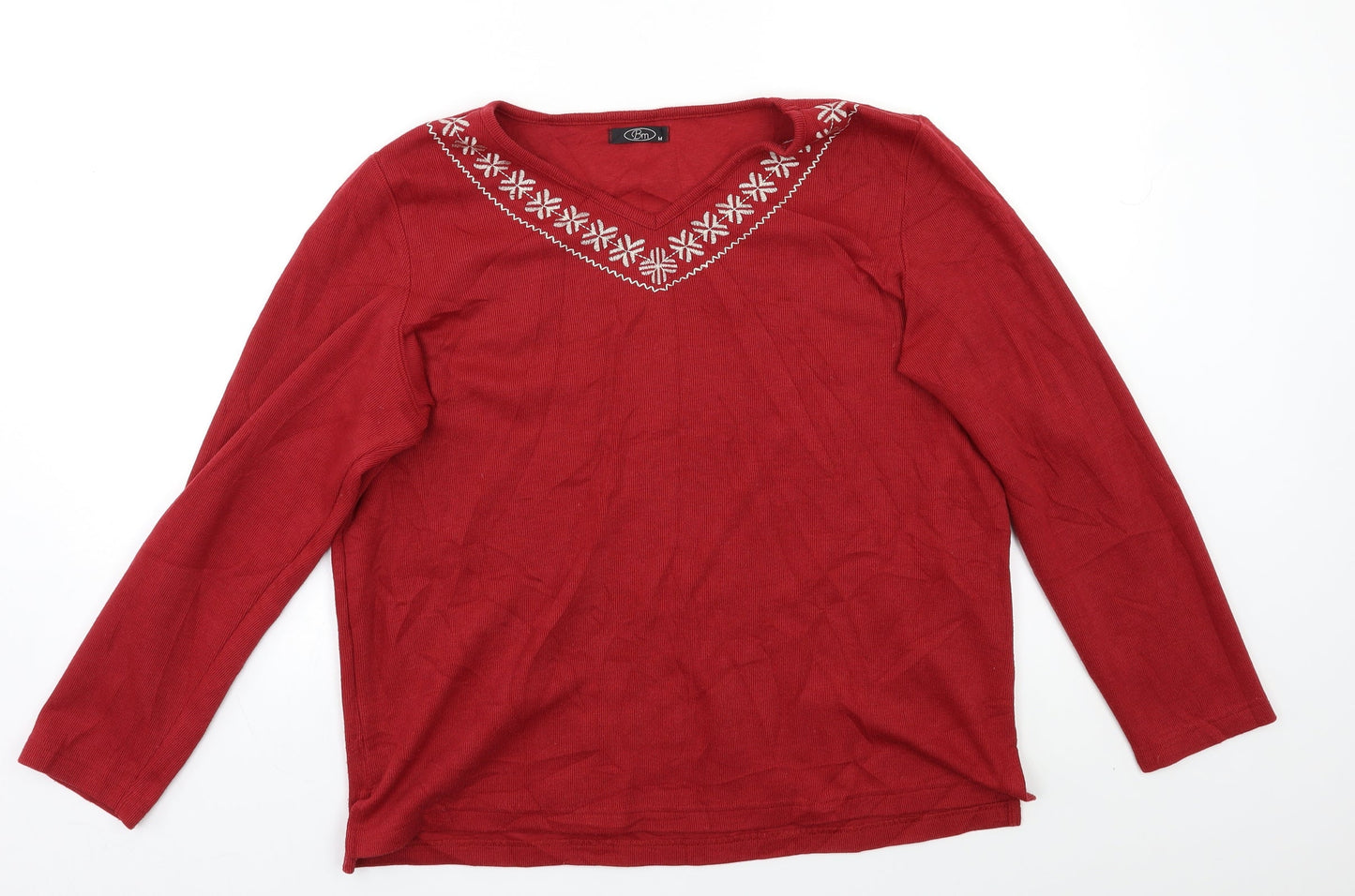BM Womens Red Floral  Pullover Jumper Size M