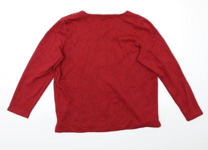 Bonmarché Womens Red Floral Pullover Jumper Size M