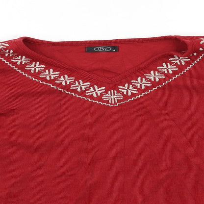 Bonmarché Womens Red Floral Pullover Jumper Size M