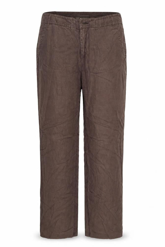 Front view of Vacknox women’s brown chino trousers, size UK 36, 31-inch leg