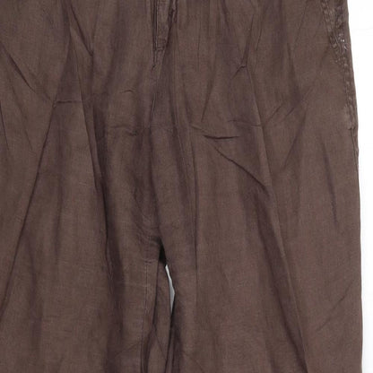 Close-up detail of Vacknox women’s brown chino trousers, size UK 36, 31-inch leg