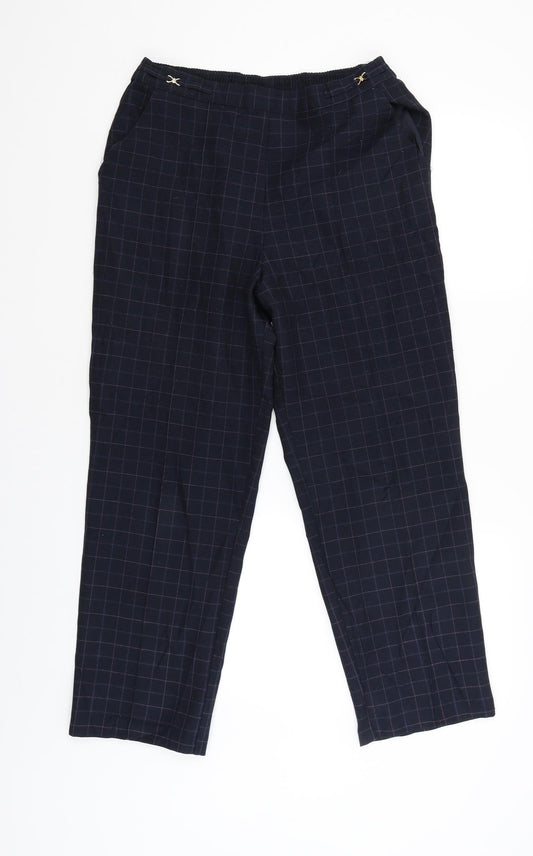 Marks and Spencer Womens Blue Check  Jegging Trousers Size 12 L26 in
