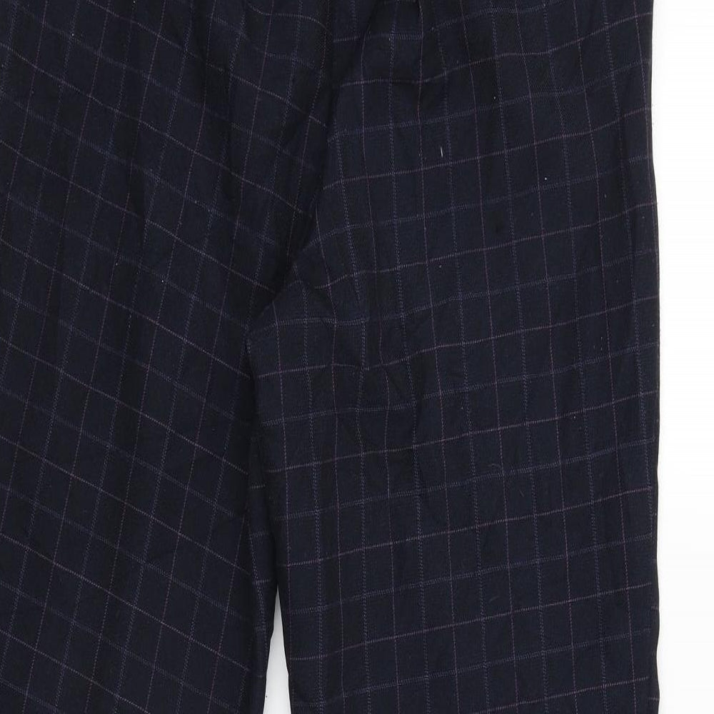 Marks and Spencer Womens Blue Check  Jegging Trousers Size 12 L26 in