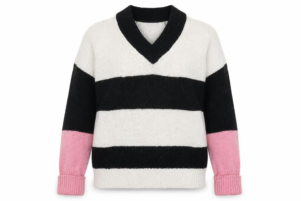 Marks & Spencer Womens White Striped Knit Pullover Jumper Size S
