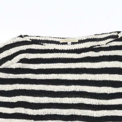 Pullover Womens White Striped  Pullover Jumper Size M
