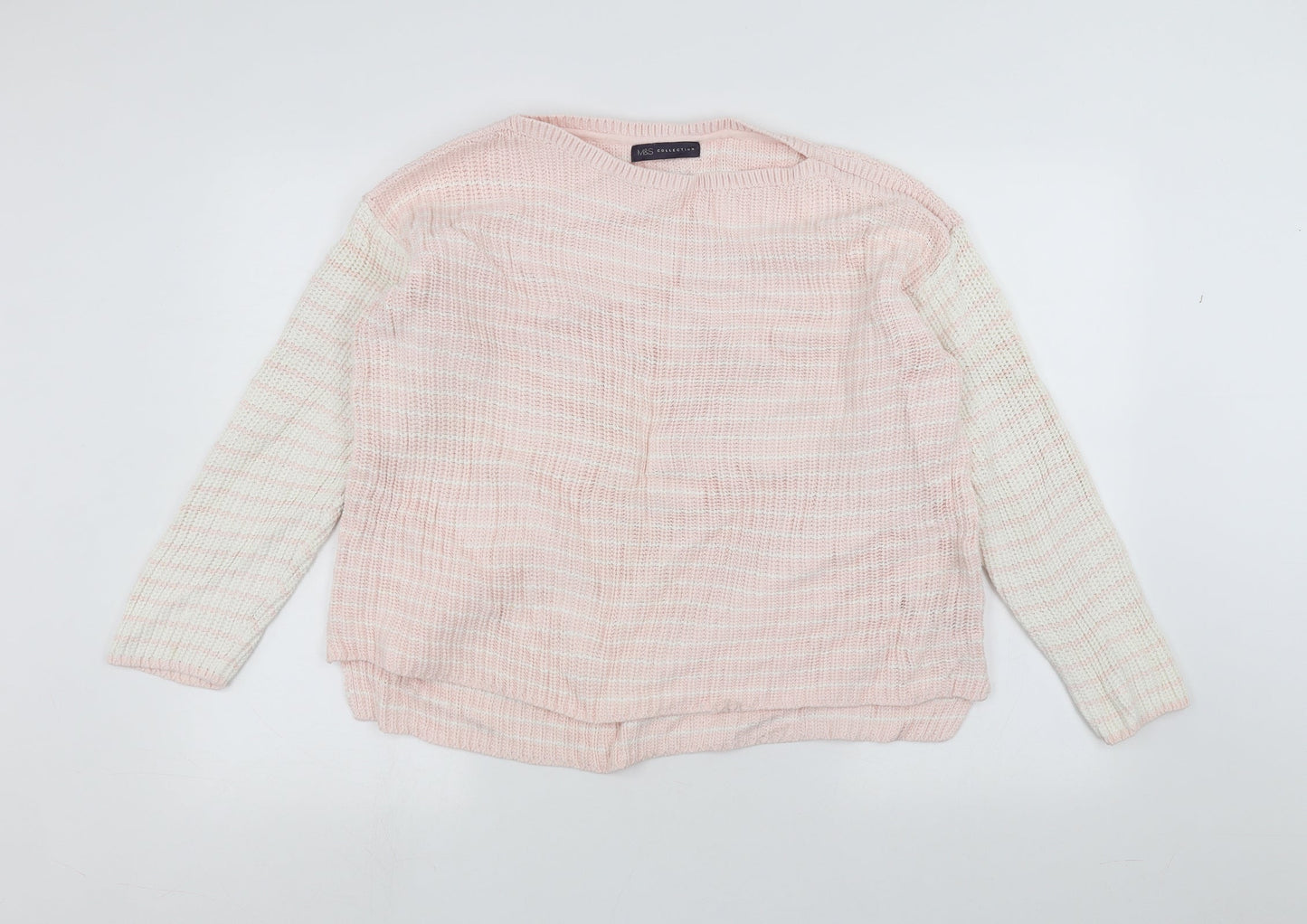 Marks and Spencer Womens Pink Striped  Pullover Jumper Size L