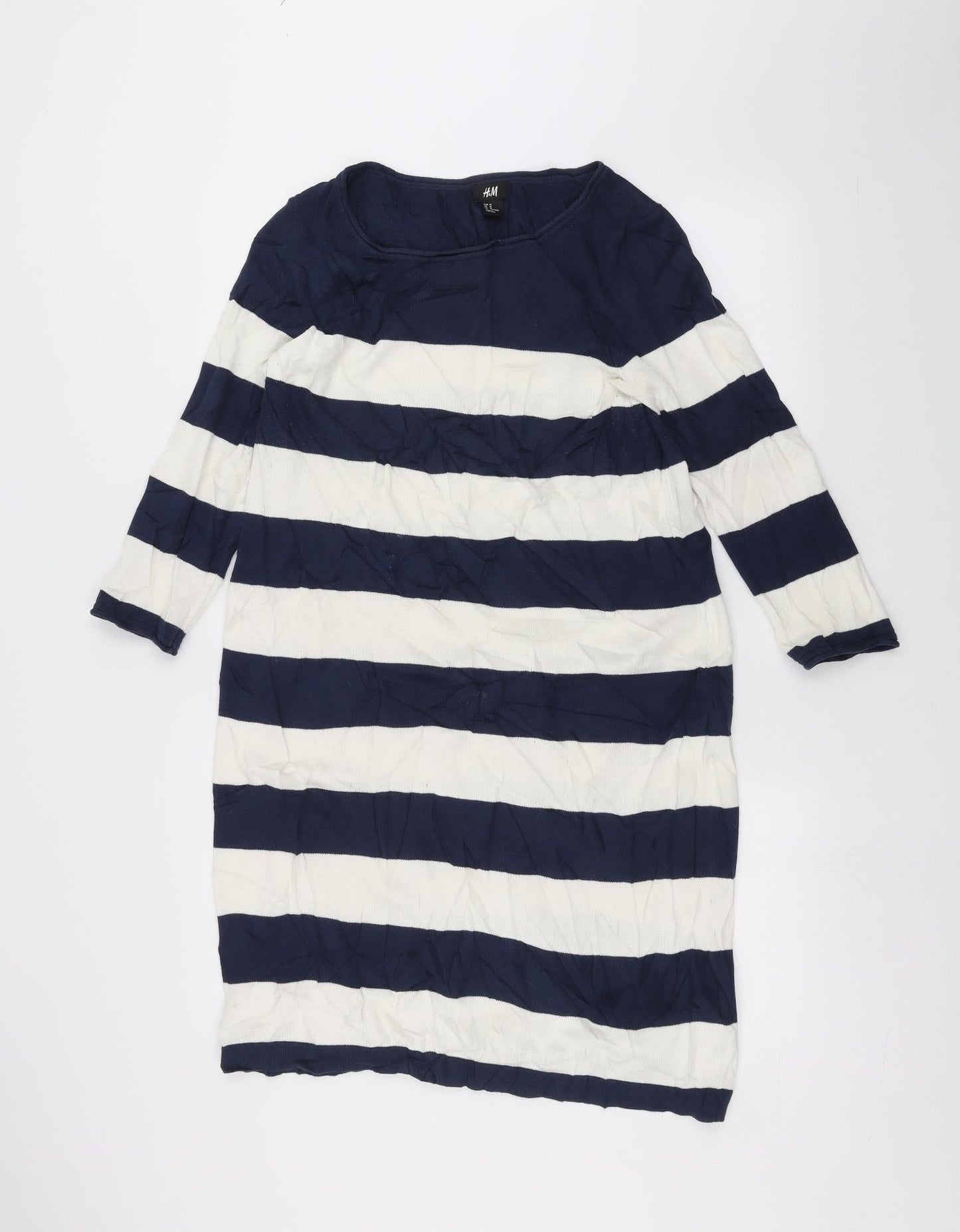 H&M Womens White Striped  Pullover Jumper Size M