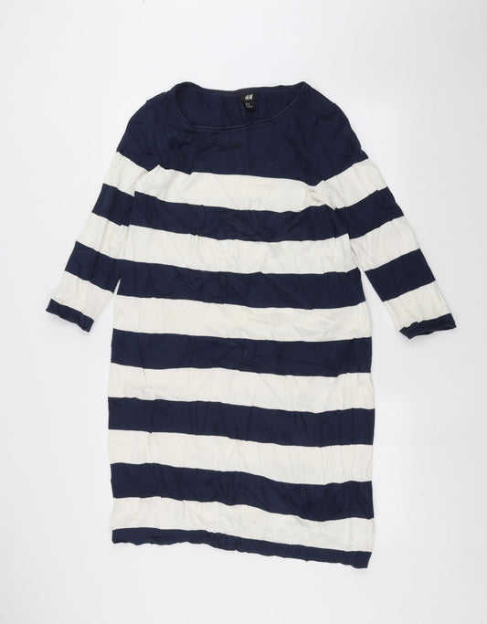 H&M Womens White Striped  Pullover Jumper Size M