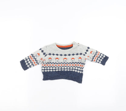 Front view of Marks & Spencer Baby Grey jumper, size 0-3, Months