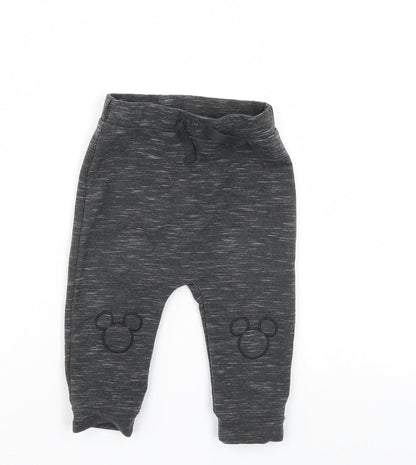 Additional front view of Disney boys’ black sweatpants, size 6-9, months