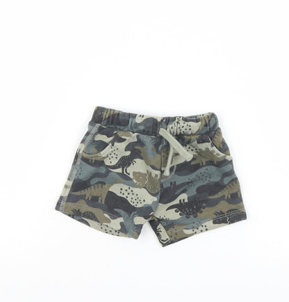 Additional front view of F&F boys’ multicoloured camouflage cropped trousers, size 3-6, months