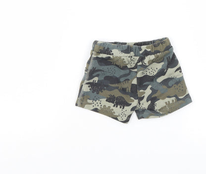 Back view of F&F boys’ multicoloured camouflage cropped trousers, size 3-6, months