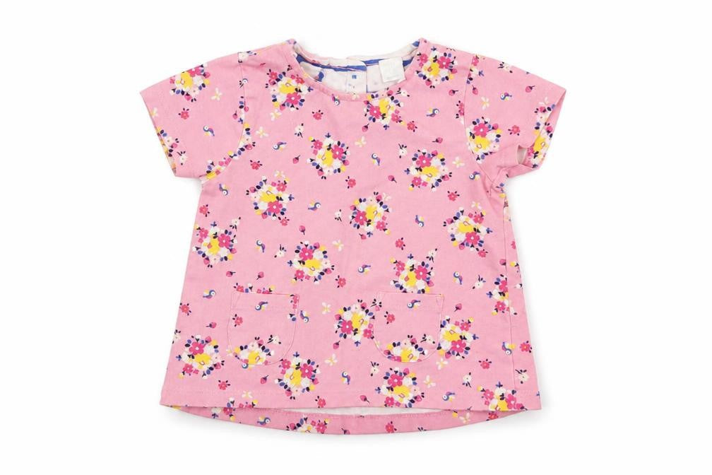 Mini Club Girls Pink Floral  Pinafore/Dungaree Dress  Size 9-12 Months
