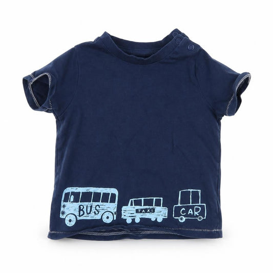 Front view of F&F boys’ blue basic t-shirt, size 6-9, months