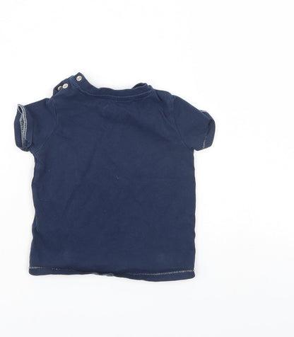 Back view of F&F boys’ blue basic t-shirt, size 6-9, months