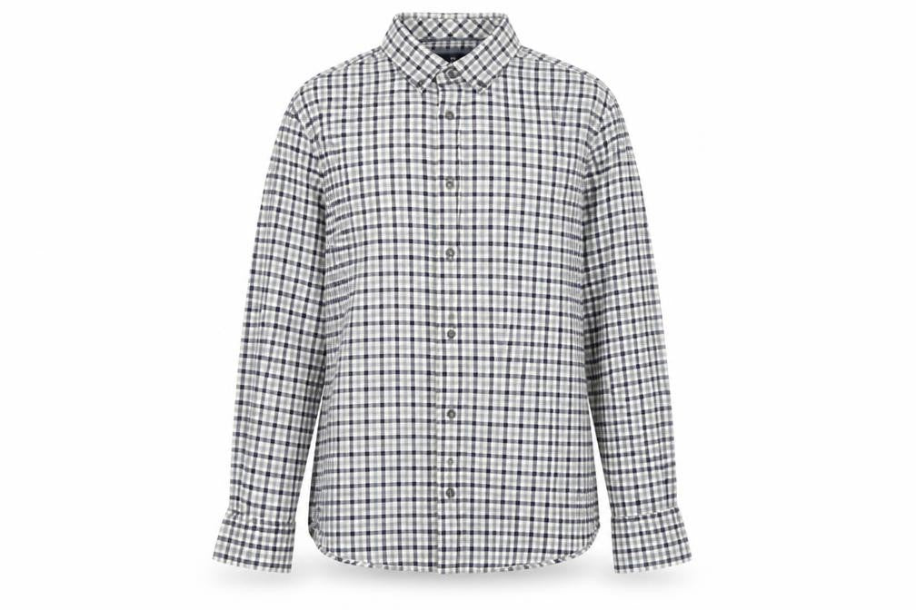 blue ha`` Womens Grey Check  Basic Button-Up Size M