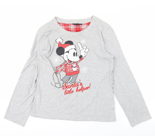 Primark Womens Grey   Babydoll Pyjama Top Size 10  - Minnie Mouse Christmas
