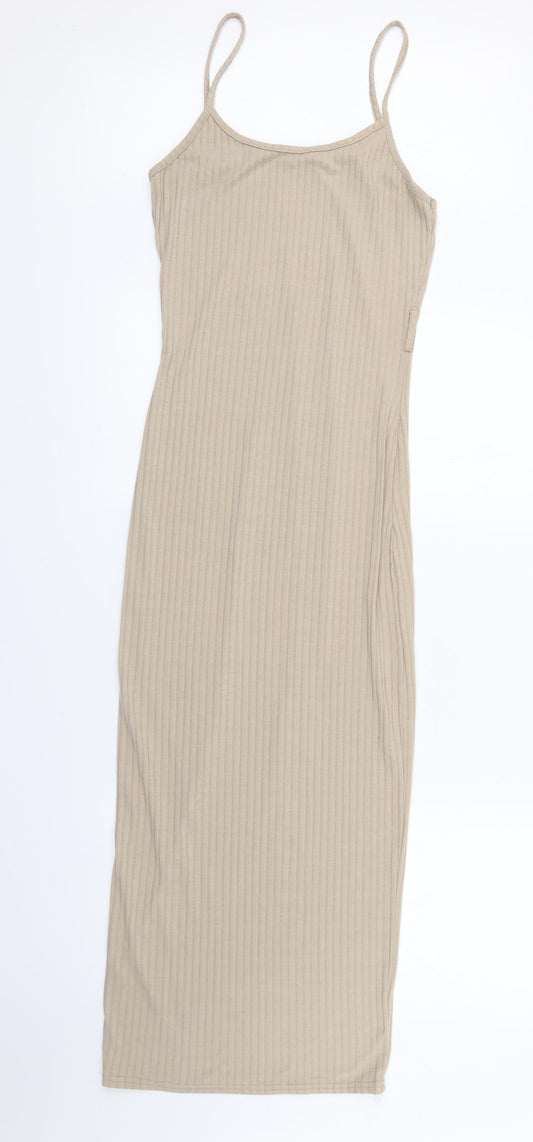 MISS GUIDED Womens Brown Striped  Maxi    - no belt