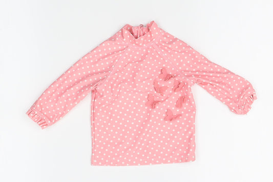 Mothercare Girls Pink Polka Dot   Pyjama Top Size 9-12 Months
