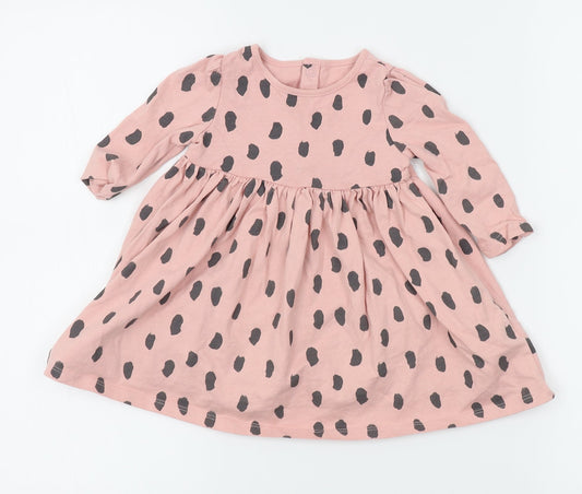M&S Girls Pink Polka Dot  A-Line  Size 6-9 Months