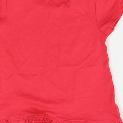 Brand and care label for George girls’ red basic blouse, size 3-6, months