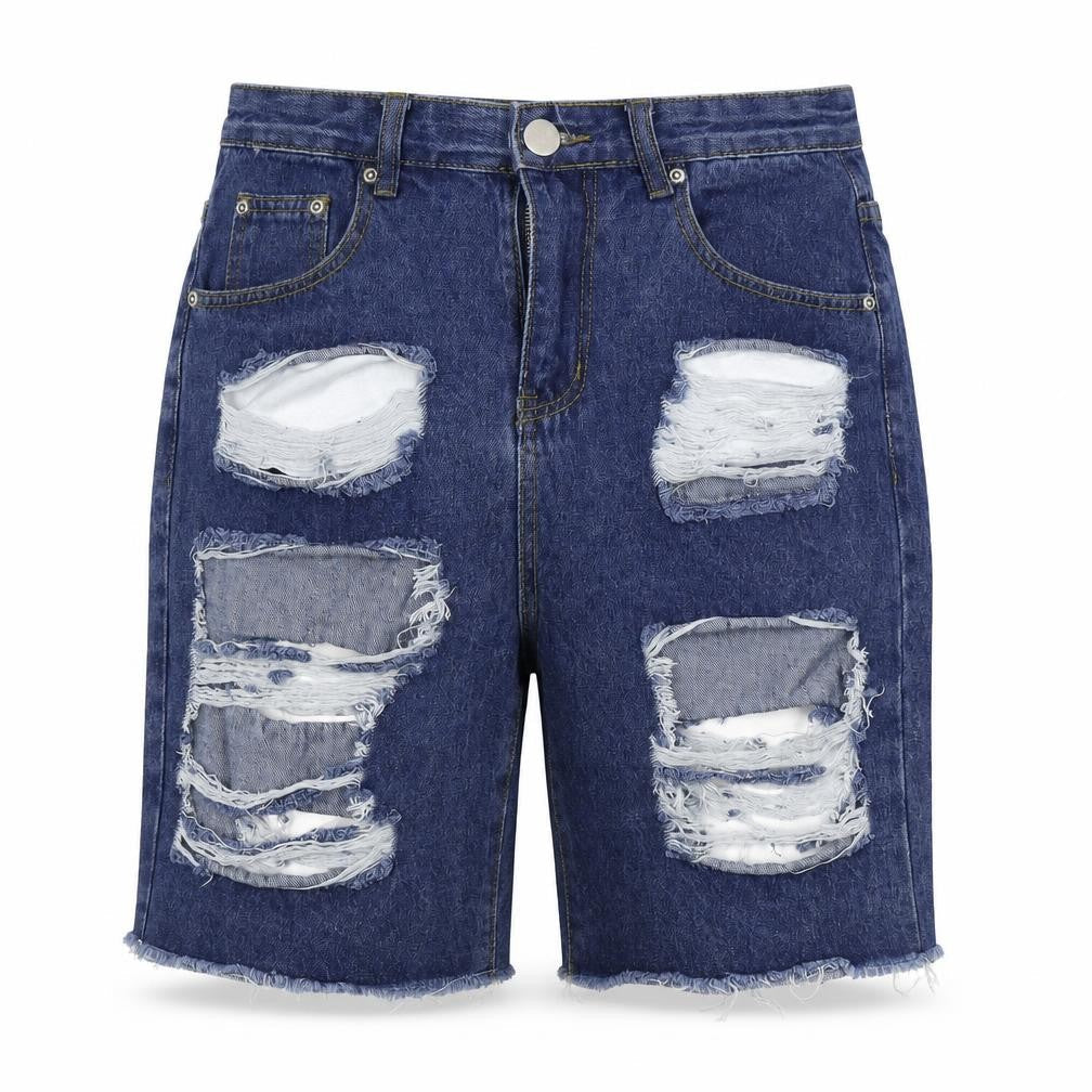 PRETTYLITTLETHING Womens Blue   Cut-Off Shorts Size 10 - distressed