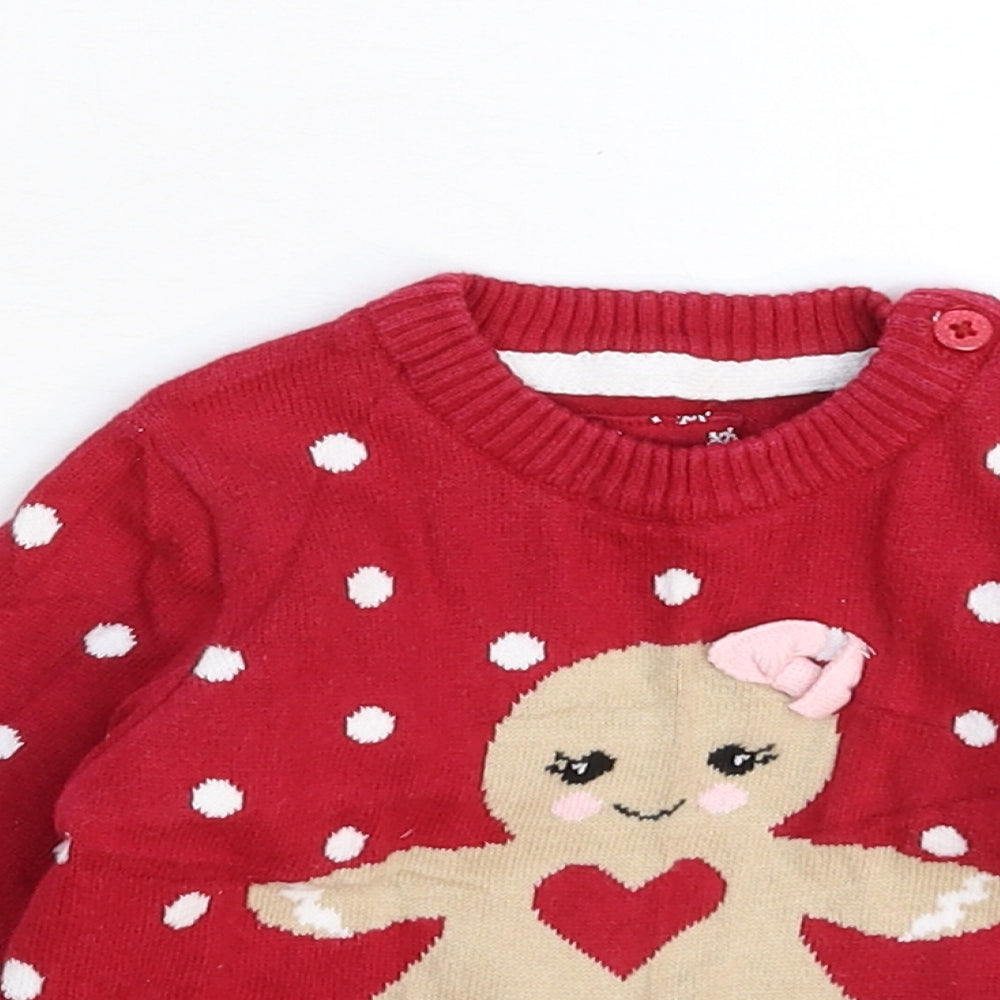 Earlydays Baby Red Polka Dot Knit Pullover Jumper Size 9-12 Months