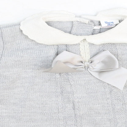 Bee Bo Girls Grey  Knit Jumper Dress  Size 6-9 Months