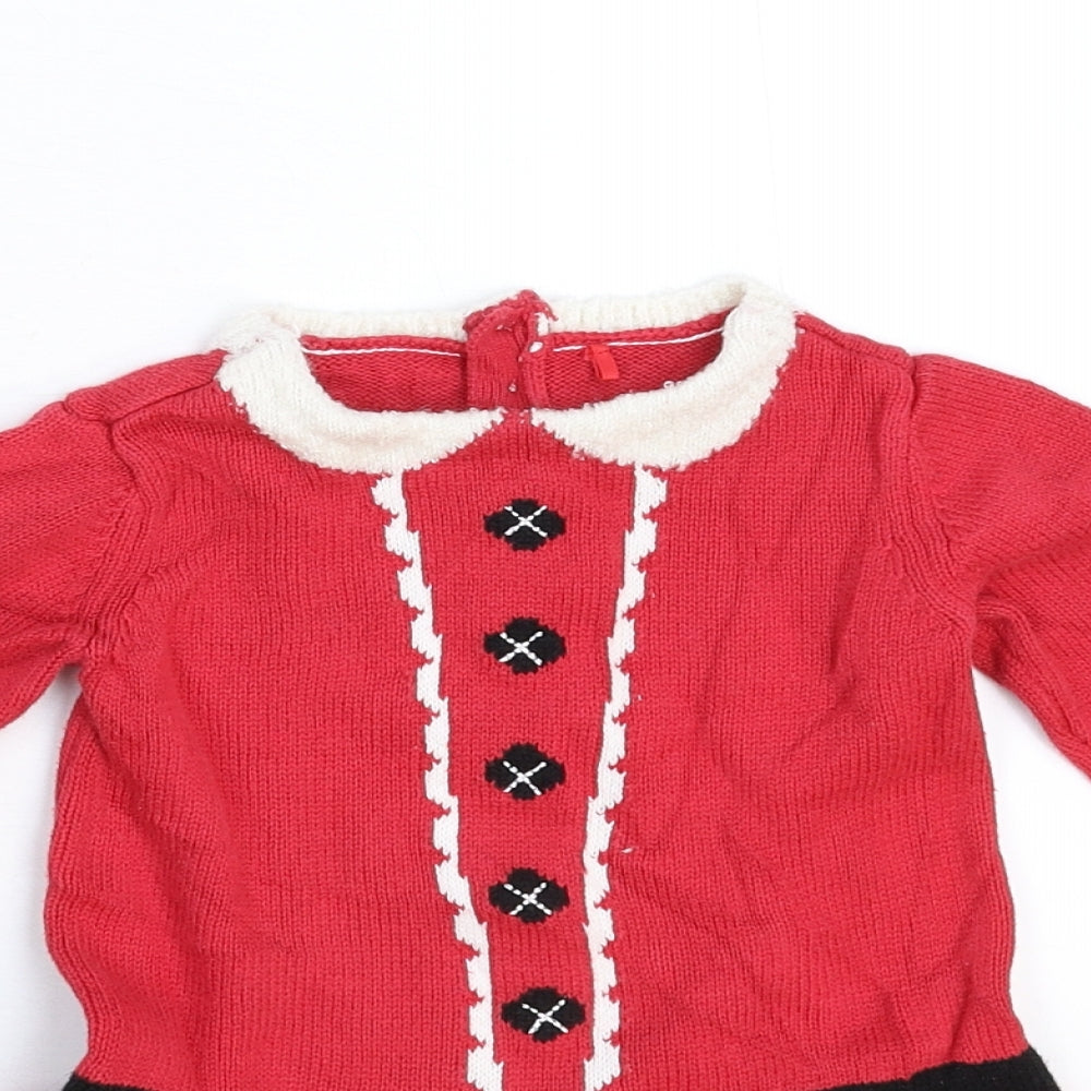 TU Girls Red  Knit Jumper Dress  Size 12 Months  - Christmas