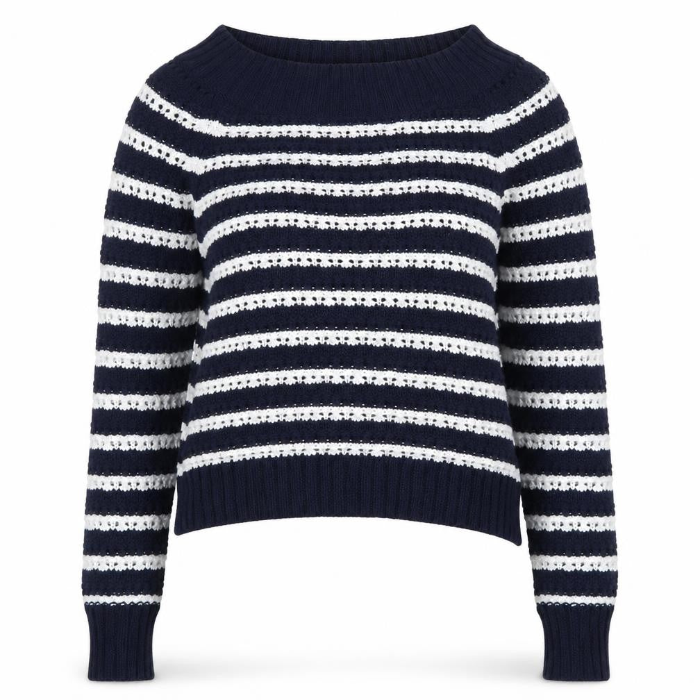 Find Womens Blue Striped Knit Pullover Jumper Size S