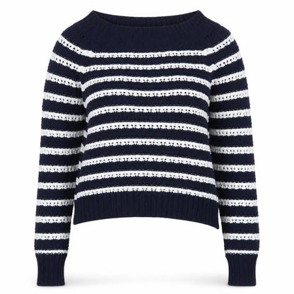 Find Womens Blue Striped Knit Pullover Jumper Size S