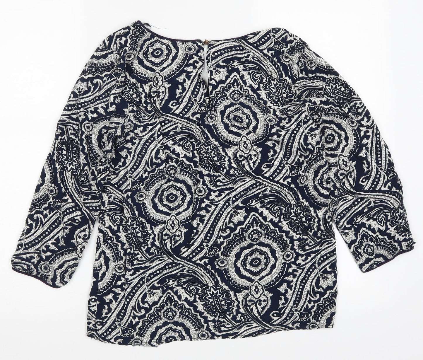 Moda Womens Blue Geometric  Basic Blouse Size M