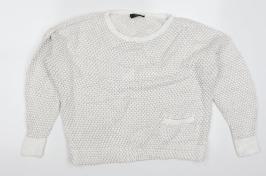 Wallis Womens White  Knit Pullover Jumper Size L
