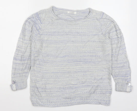 Marks and Spencer Womens Blue Striped Knit Pullover Jumper Size 8