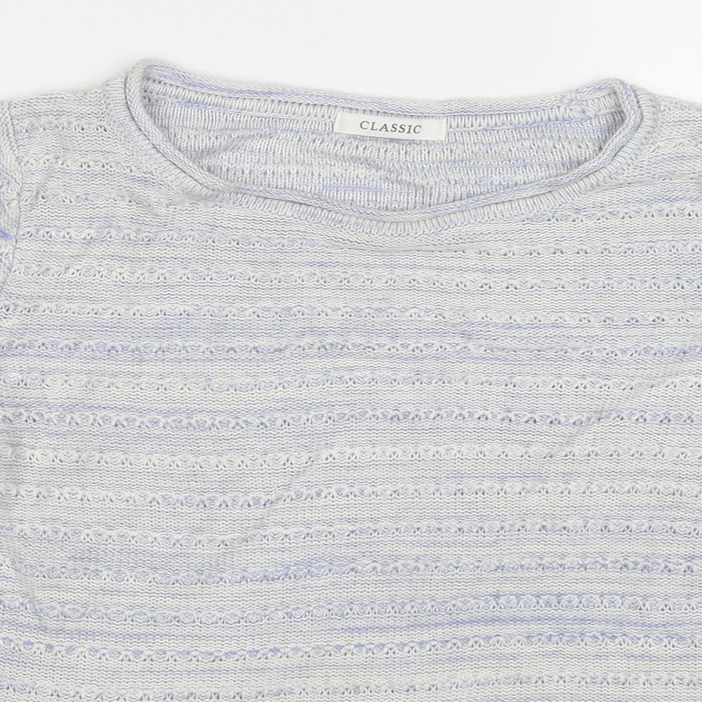 Marks and Spencer Womens Blue Striped Knit Pullover Jumper Size 8