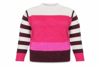 Front view of Roman women’s pink striped jumper, size UK 12